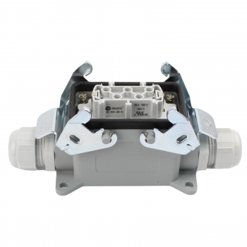 Preview: Industriesteckverbinder - Sockelgehäuse seitlicher Eingang + Buchse 10 Polig 16A - Metall